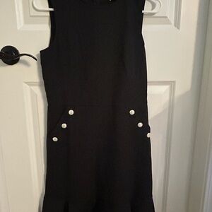 LOFT Black Mini Dress with Pearl Details